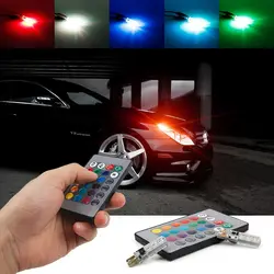 2x T10 W5W 194 5050 SMD 6 светодиодный автомобильный RGB лампы указателя поворота Автомобильные стояночные фонари мигающий шарик + пульт