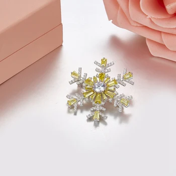 

Fashion AAA Zircon Snowflake Flower 925 Sterling Silver Brooch Jewelry Women Colorful Zircon Brooch Pin Women Wedding Jewelry