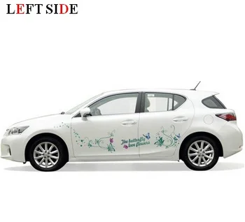 

LEFT SIDE Car Stickers Both Sides Floral Pink Green Car-detector Body Graceful Flower Car-styling Waterproof High Quality Vinyl