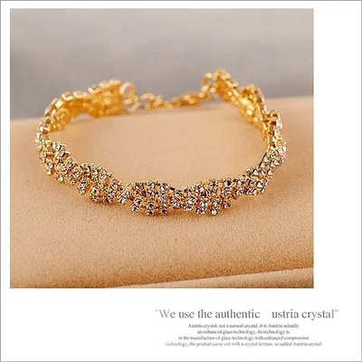 Элегантный роскошный 2 цвета горный хрусталь кристалл браслет ювелирные изделия для женщин подарок девушки