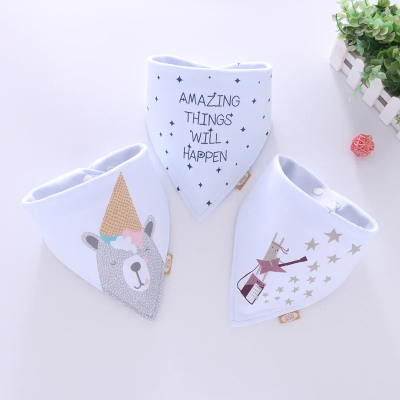 Cotton Bandana Bibs Baby Feeding Smock Infant Burp Cloths Cartoon Saliva Towel Baby Eating Accessory Soft Baby Stuff