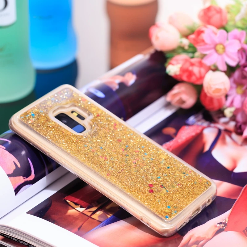 Для Galaxy S9 (A8 плюс J2 PRO) 2018 крышка Блестящий Мягкий ТПУ Жидкий чехол сердце любовь