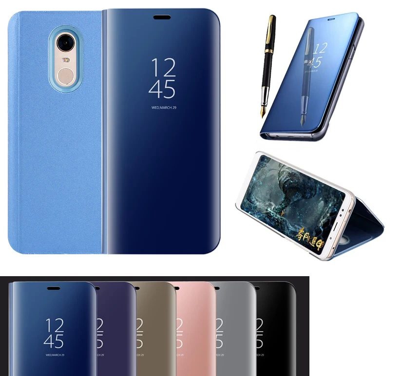 

Mirror Smart View Window Leather Stand Flip Case for Xiaomi POCO F1 8 8E 6X 6 MIX2 Redmi 5 5Plus 4 4X 4A NOTE 5A 4 4X Coiver