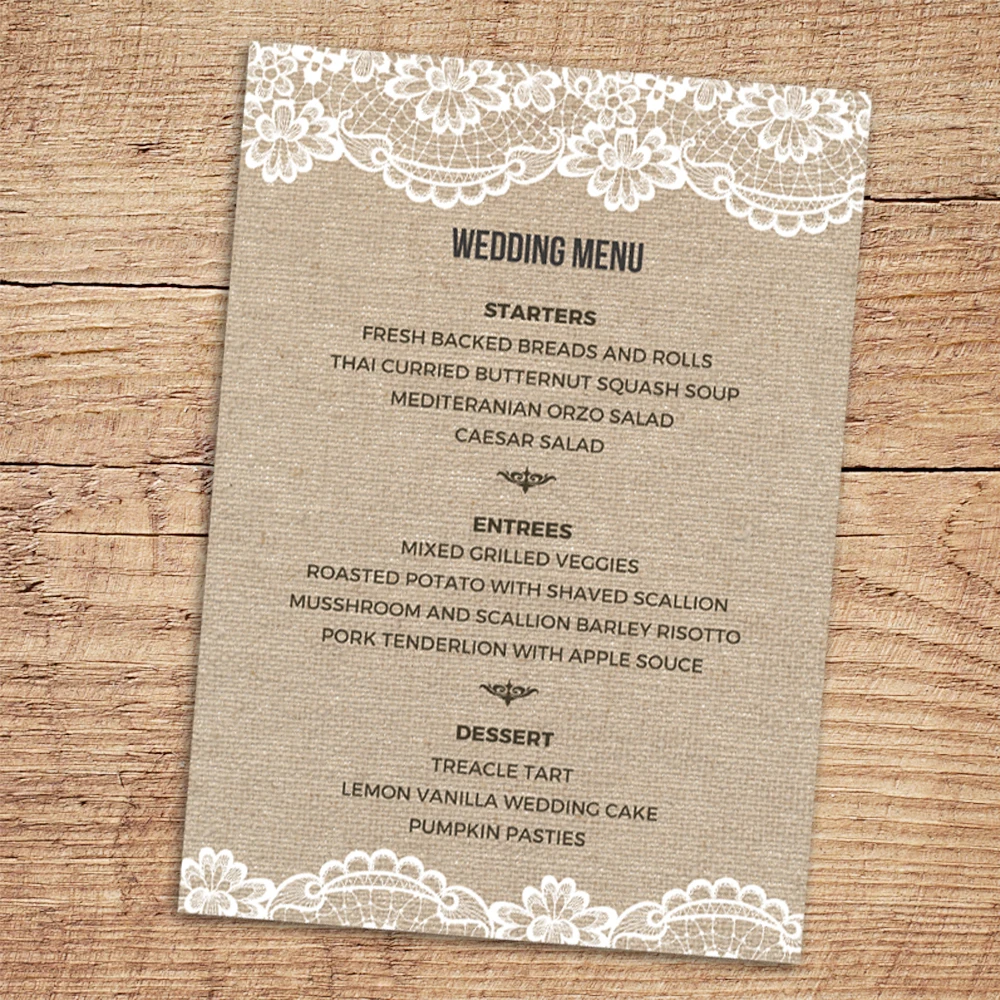 ,Menu Cards Custom Wording