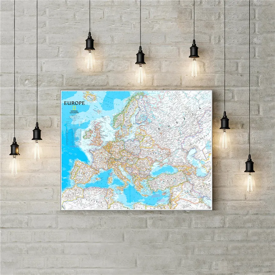 

Europe Geographic Map Exquisite Designs Delicate Texture Comprehensive Print Canvas Wall Sticker Home Decor Education Learning