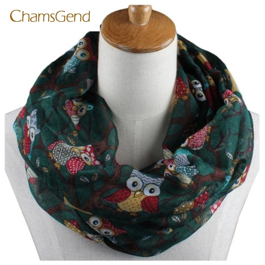CHAMSGEND красивый элегантный Для женщин Дамы сова шейный платок с рисунком принтом теплая Обёрточная бумага шаль May04