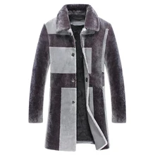 Новинка года Для мужчин, теплые, для снега, натуральная пальто из овечий шерсти Модные Повседневное дизайнерский бренд тонкий городской Роскошные пальто G0004