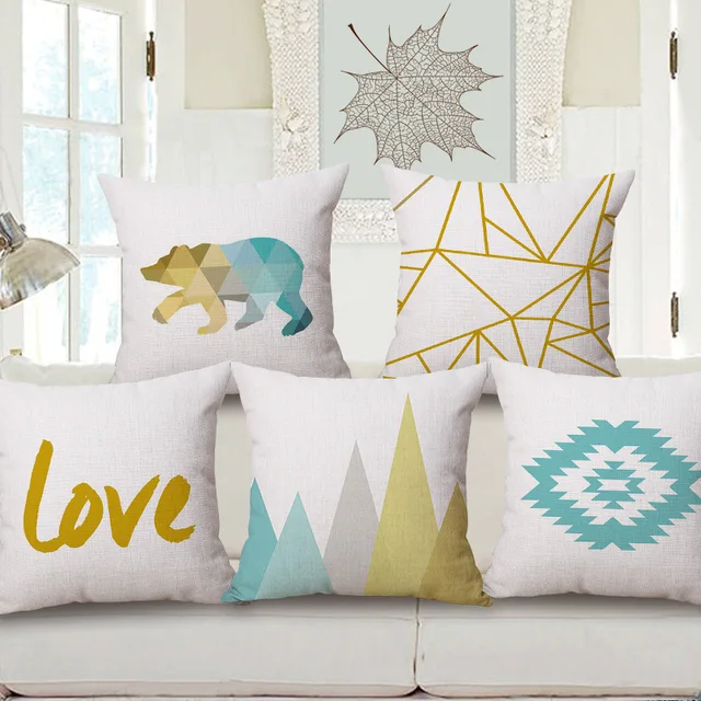 p flame fashion geometry linen cotton cushions love lips almofada