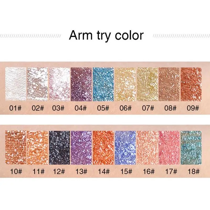 18 Colors Glitter Liquid Eyeshadow Waterproof Make Up Pigments Purple Gold Metalic Women Beauty Gel Shinning Eye Shadow Makeup