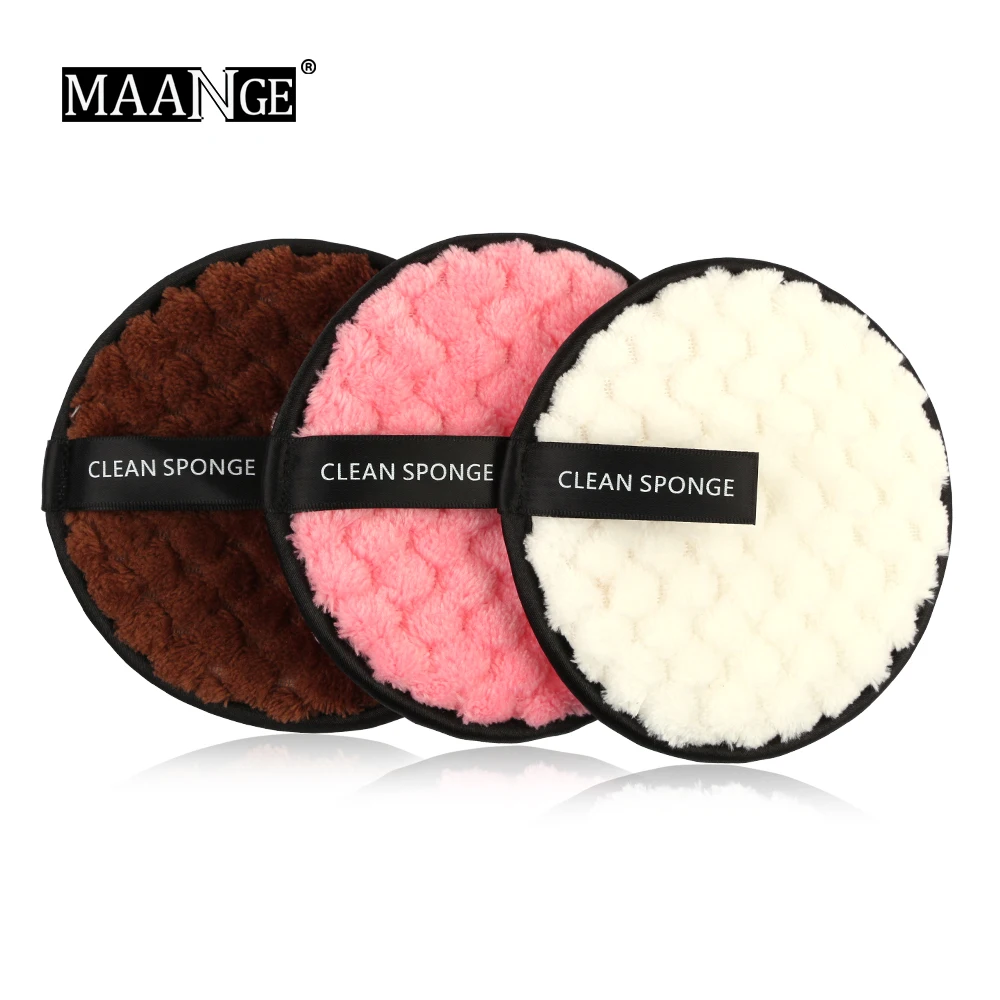 

MAANGE 3 Color Double Sided Makeup Remove Puff Soft Flannelette Sponge Women Lady Beauty Makeup Wash Facial Cosmetic Tool