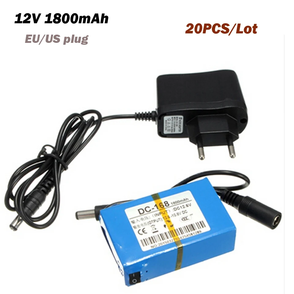 Оптовая продажа 20 шт./лот DC-168 DC 12V 1800mAh литий-ионная аккумуляторная батарея для
