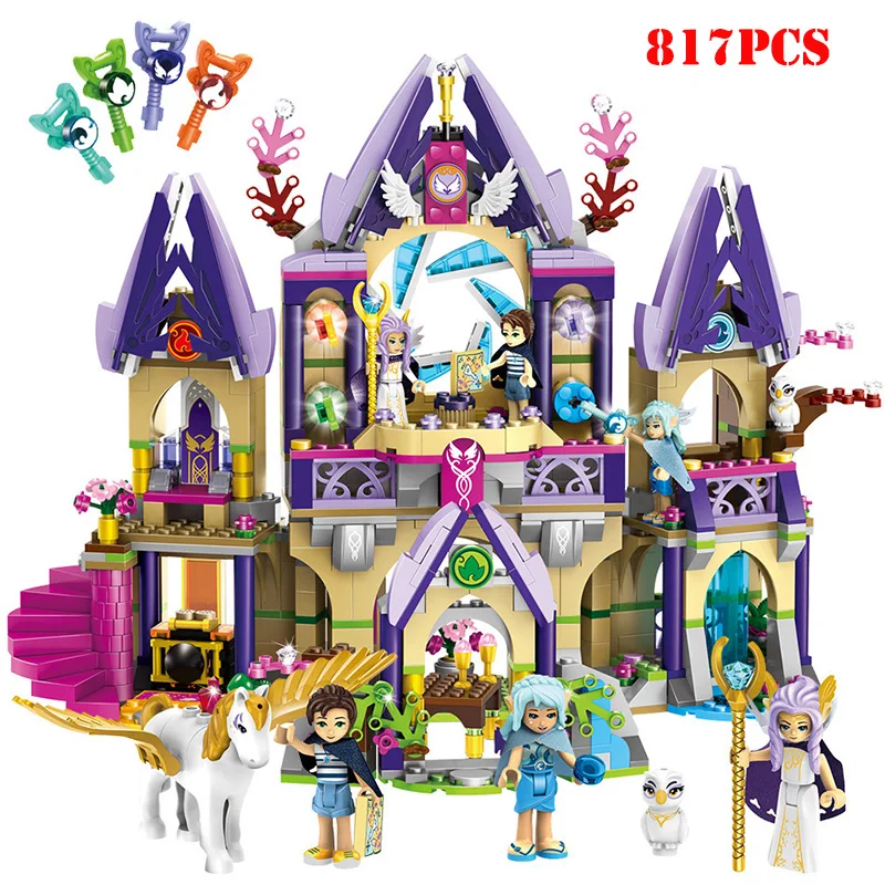 

817pcs Girls Sky Castle Dragon Elves Figures Building Blocks Compatible Legoed Friends City Ninja Bricks Toys For Children Gifts