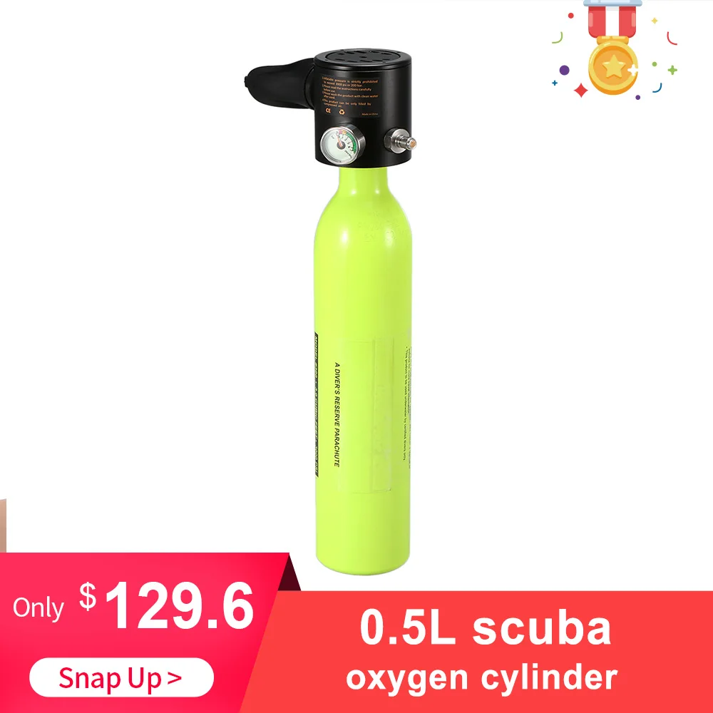0.5L الغوص أسطوانة أكسجين الغوص الهواء خزان الغوص منظم الغوص التنفس مع مقياس التنفس الغوص معدات