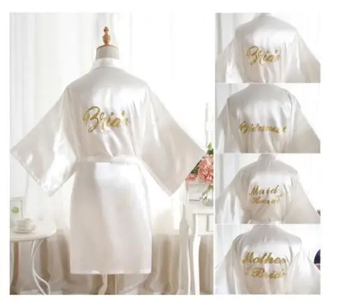 

Sexy Large Size Sexy Satin Night Robe Bathrobe Perfect Wedding Bride Bridesmaid Robes Dressing Gown For Women Golden Word robes