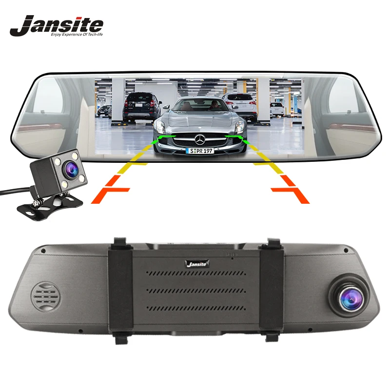 

Jansite Dash Cam 7 Inch Touch Screen Car DVR Dual Lens Camera Super night vision Rearview Mirror Video Recorder Auto Camera