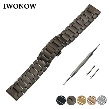 

Stainless Steel Quick Release Watch Band 20mm for Ticwatch 2 42mm Butterfly Buckle Strap Wrist Belt Bracelet Black Gold Silver