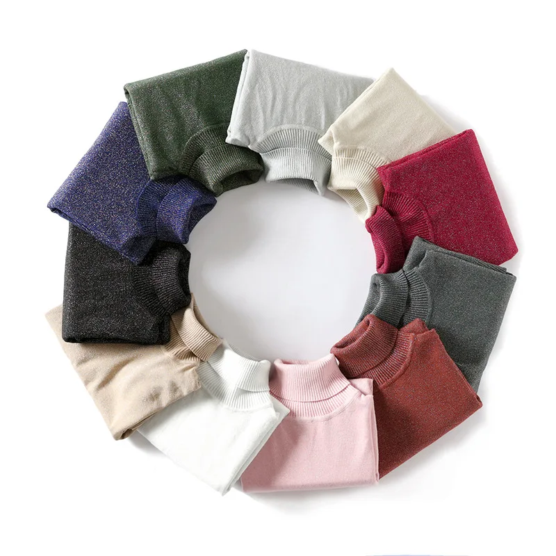 Glitter Turtleneck Womens Sweaters 2018 Winter Autumn Basic Sweater Women Pullover Women Knitted Ribbed Christmas Sweater Pull Glitter Turtleneck Womens Sweaters 2018 Winter Autumn Basic Sweater Women Pullover Women Knitted Ribbed Christmas Sweater Pull