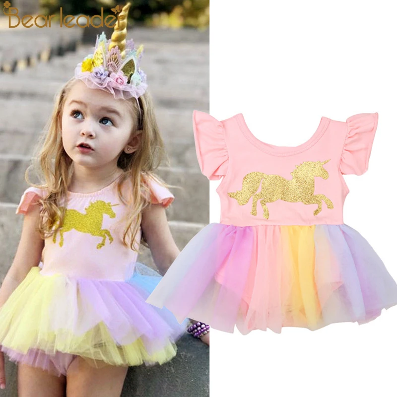 Bear leader/платья для девочек; платье принцессы с цветочным рисунком на китайских пуговицах; одежда для малышей с короткими рукавами; вечерние платья для девочек