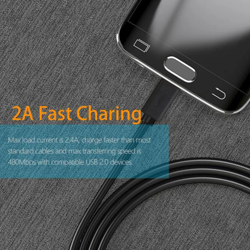 Shuliancable المصغّر USB كابل للأندرويد الهاتف سريع تهمة USB كابل بيانات لسامسونج Xiaomi اللوحي الروبوت USB كابل شحن