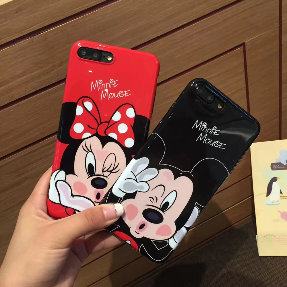 

Cute Cartoon Mickey Minnie Stitch Soft IMD phone cases For iPhone 6 6s 7 Plus Winnie Donald Duck Coque back cover Fundas