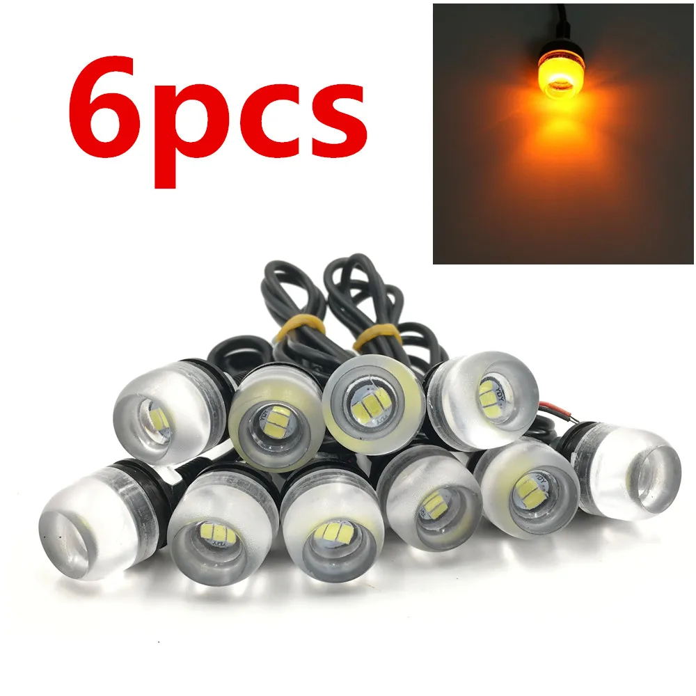 

XYIVYG 6pcs 18mm 5630 3 LED DRL Eagle Eye Daytime Runing Lights Warning Fog lights Parking Signal Lamp 12V Yellow Amber