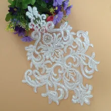 1 peça novo estilo bling lantejoulas bordado vestido de noiva casamento decorativo costura boutique rendas applique guarnição artesanato para 2020