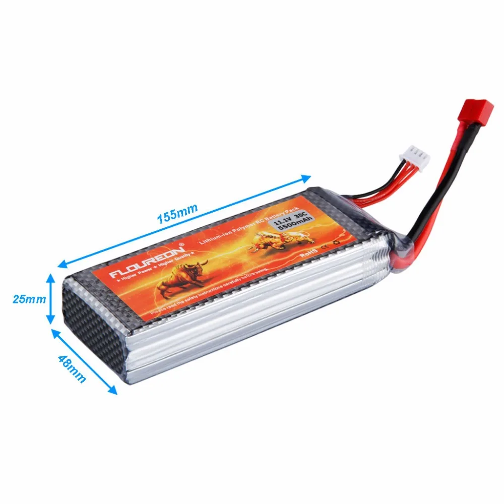 FLOUREON 11,1 V 5500mAh 3S 35C Lipo RC батареи Deans для RC вертолет, самолет с радиоуправлением RC Хобби