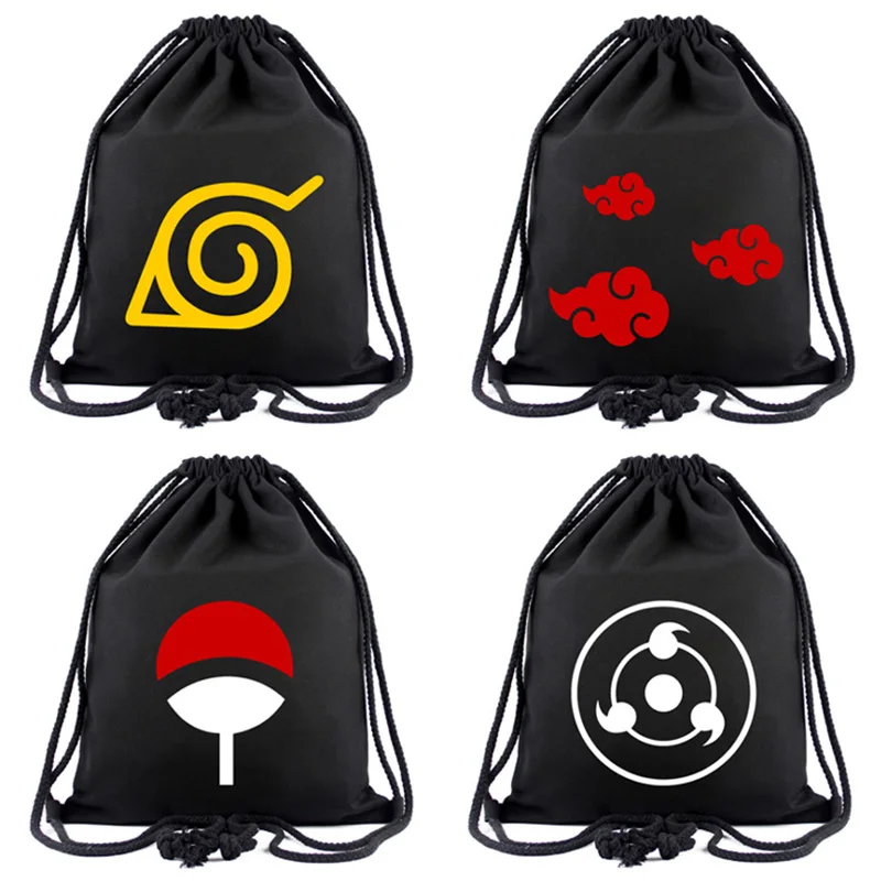 Drawstring Backpack Bags Canvas-Bag Portable-Organizer Animation Japanese Girls Boys