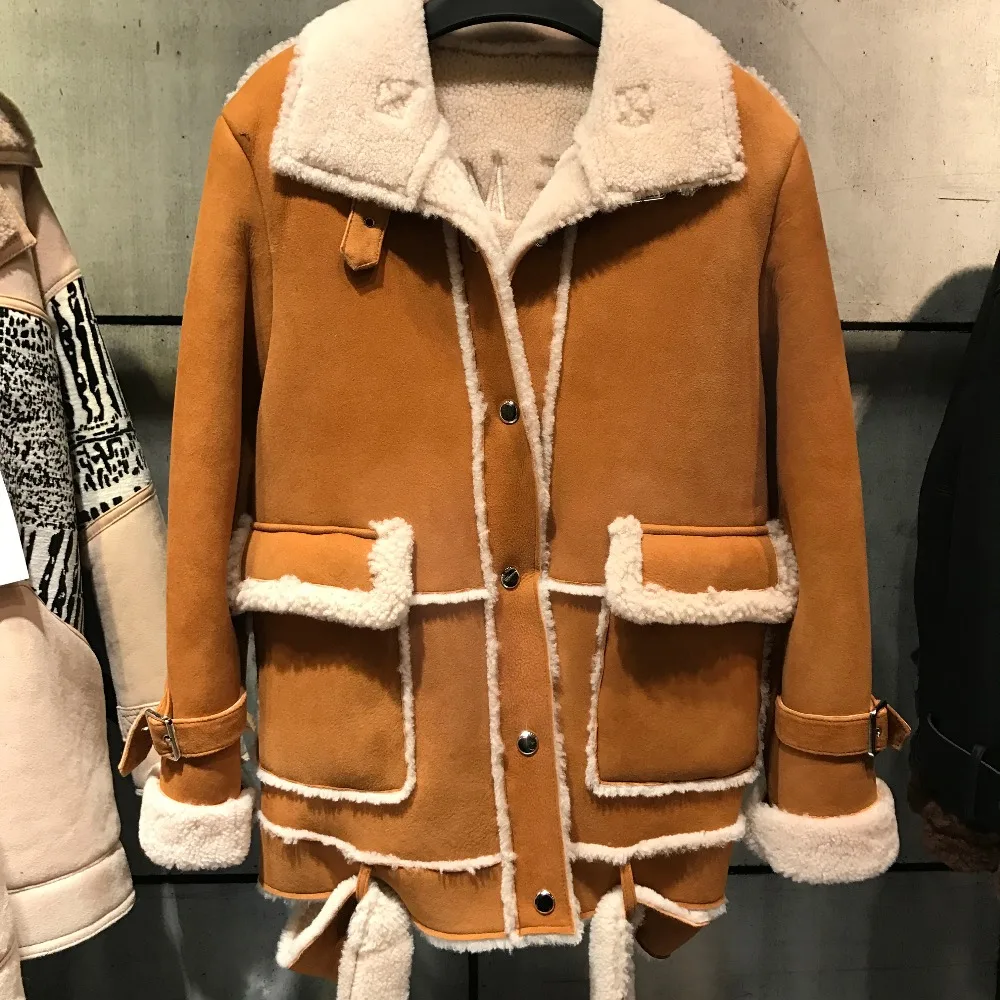 Cuir Réel Daim Agneau En Veste Manteau Femmes Velours mnO08vNw