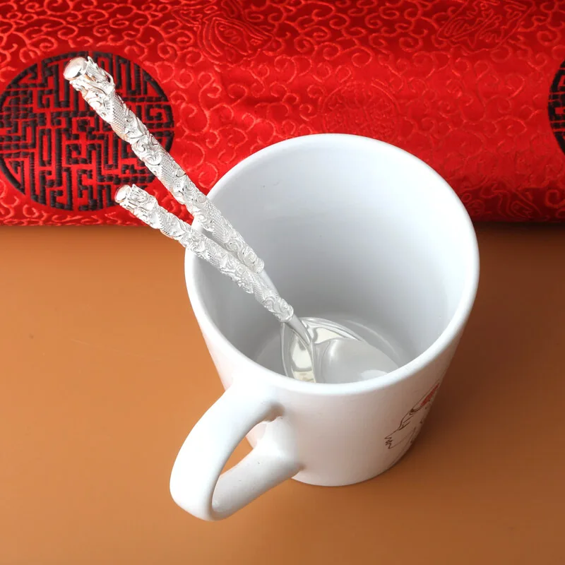 S999 серебро ручной работы десертная кофейная ложка, мороженое, чайная ложка для пикника кухонные аксессуары