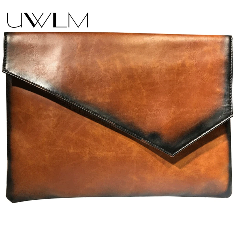 

Clutches Envelope Bags Vintage Women Wrist Bags De Luxo Large Capacity Messengers Bags Soft Leather Brown Purses Clutch Wallet