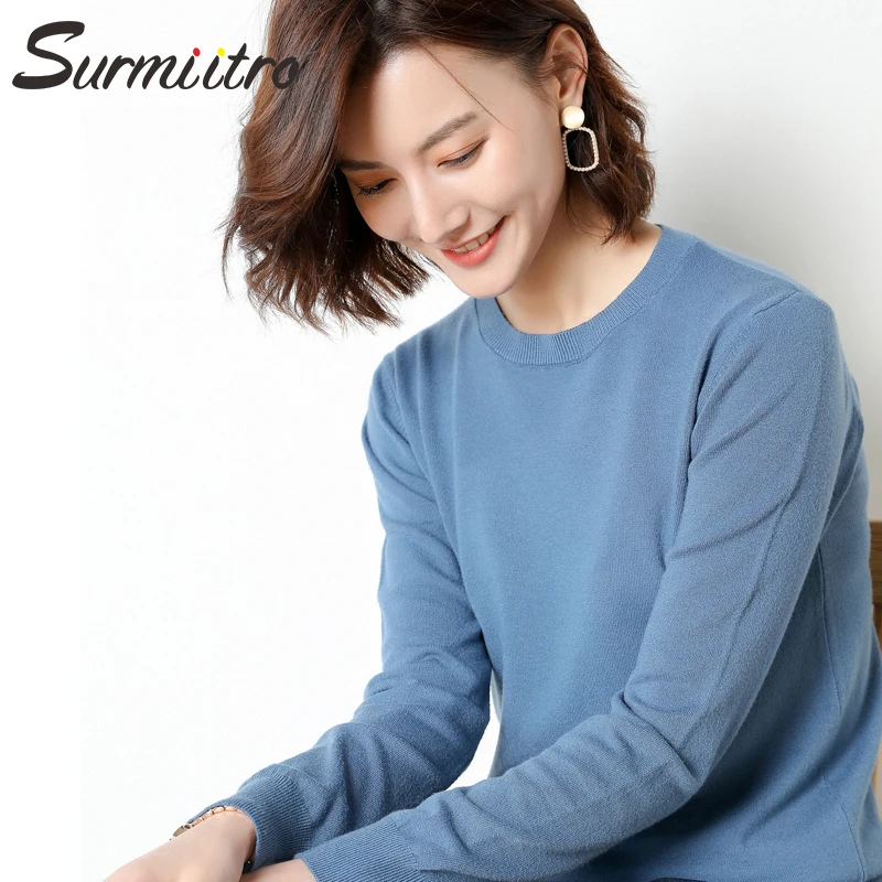 Surmiitro 15 Colors Casual Knitted Autumn Winter Sweater Women Fashion Korean Ladies Solid Tricot Jumper Pullover Female