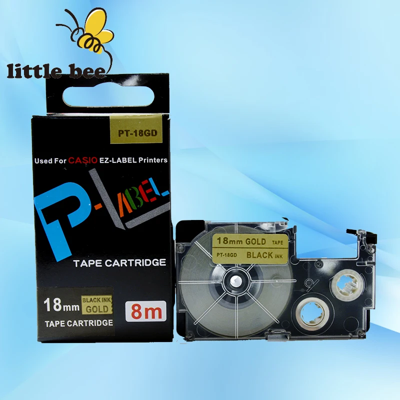 

Free shipping 1Pcs compatible Black on Gold XR-18GD1 18mm label tapes for EZ label printers