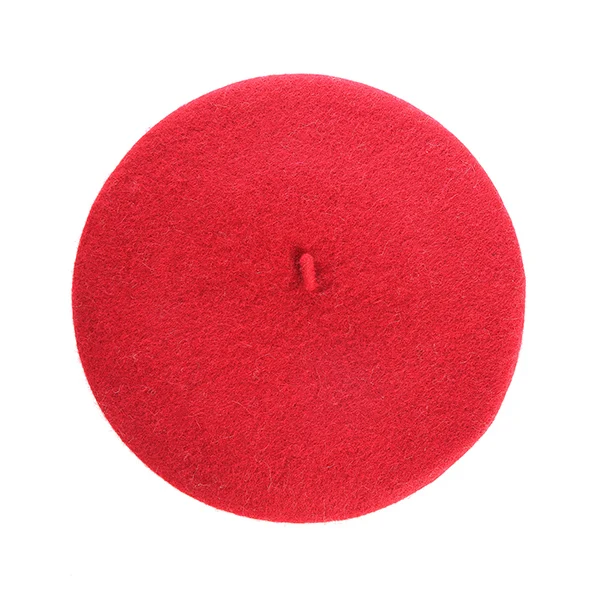 23 Цвета, шерсть, берет для женщин, зимняя однотонная вязаная шапка для девочек, Elengant Bonnet, простая теплая французская шапка, берет для женщин, шапка художника - Цвет: Красный