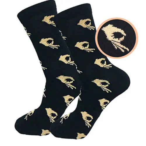 

Fashion Unisex OK Gesture Funny Casual Skateboard Sport Cotton Long Black Socks