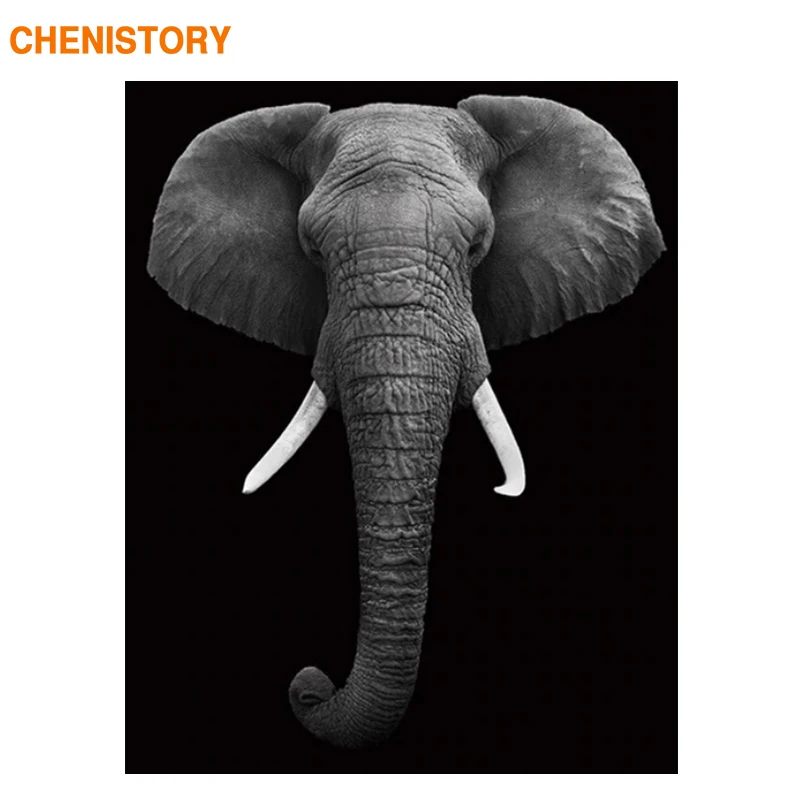 

CHENISTORY Frame Elephant Animals Diy Painting By Numbers Black White Calligraphy Painting Acrylic Paint On Canvas Home Decor