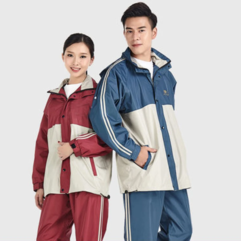 

Reflective Strip Rainwear Men/women Thicken Split Raincoat Set Rain Poncho Impermeable Moto Poncho Femme Pour La Pluie Usefull X