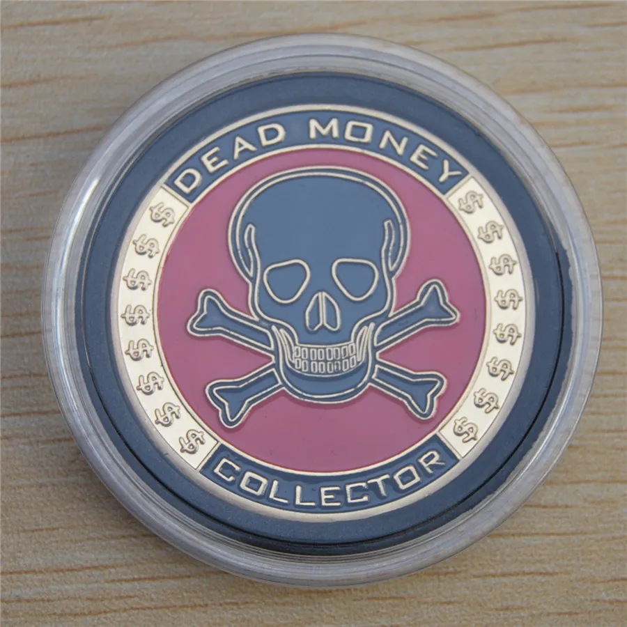 

DEAD MONEY COLLECTOR gold color Poker Card Guard Protector.5pcs/lot 40mm
