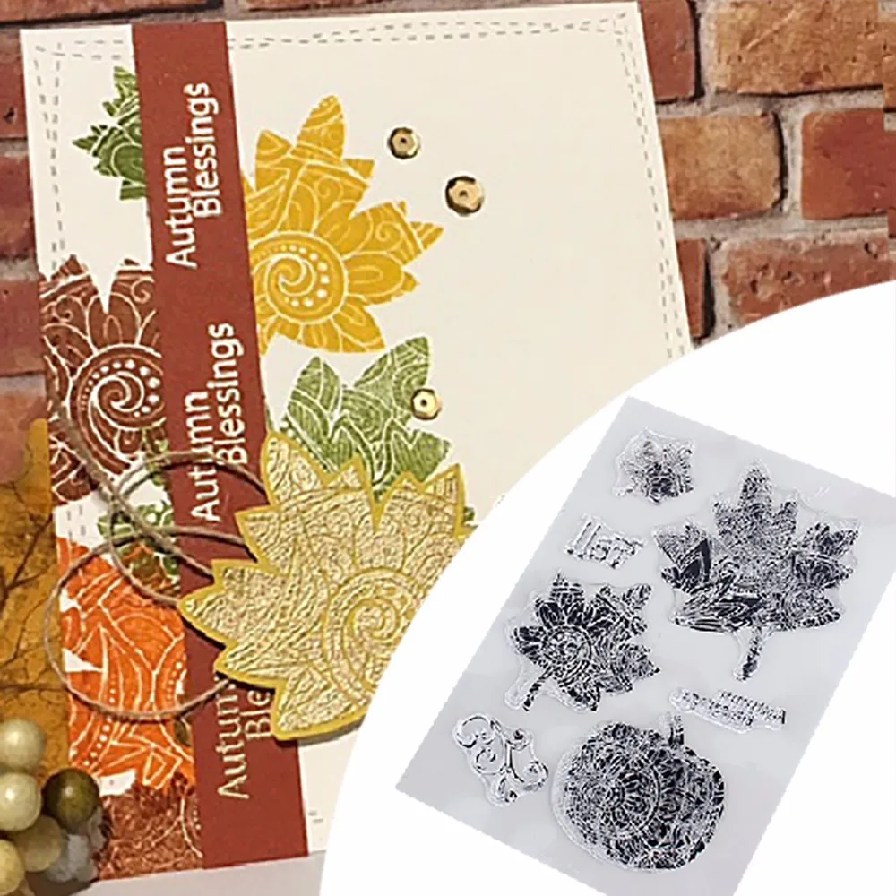 

2pcs/set Maple Leaf Fall Craft Clear Stamps for Scrapbooking Metal Cutting Dies Stencils Stamps Embossing Stamps Card Making
