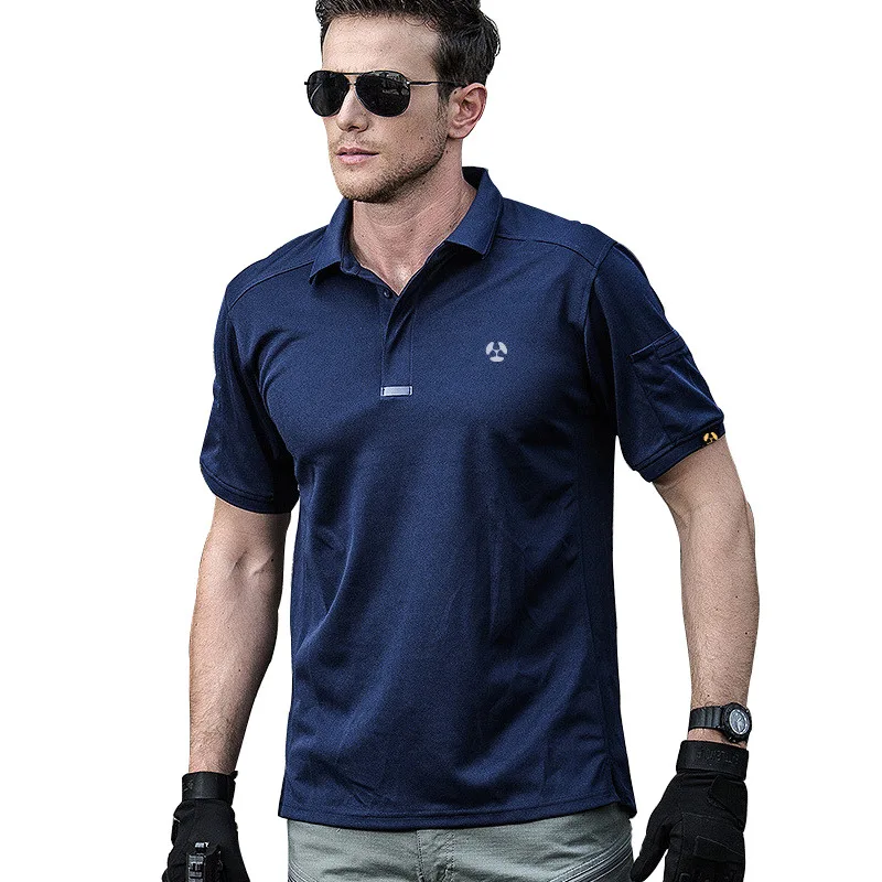 2019 Nuovi Uomini di Polo Militare Camicia Traspirante Esercito Combattimento Tattico Polo Maschio Navy Blu Quick Dry Manica Corta Polo Camicette
