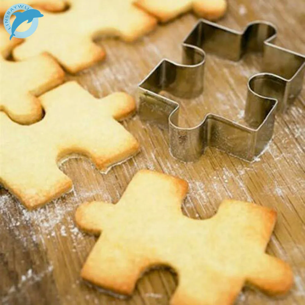 

LINSBAYWU Small Puzzle Pieces Shape Cake Decorating Fondant Cutters Tools,Patterns Cake Cookie Biscuit Baking