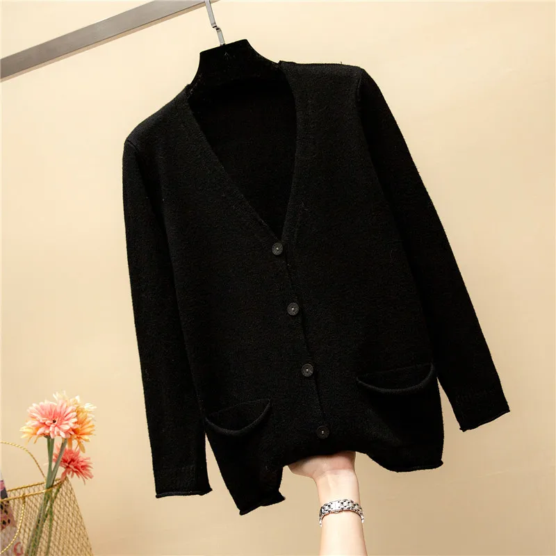2018 New Fashion Spring Autumn Women Cardigan Sweaters Long sleeve Single-breasted V-neck stitching Solid Knitted Top Clothing (29)