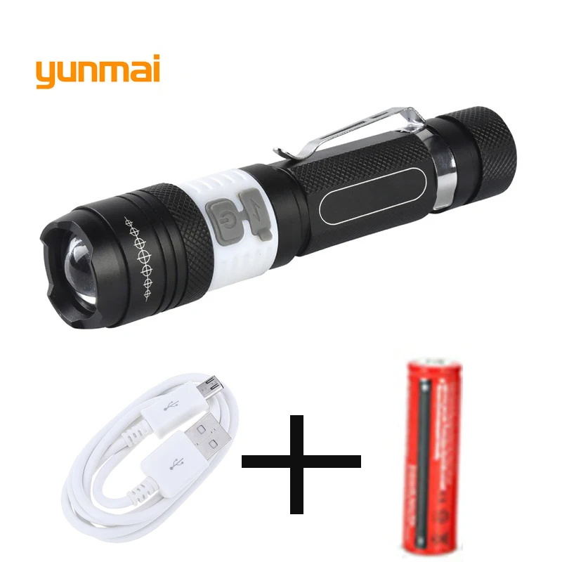 

COB USB Powerful Led Flashlight XML-T6 3800 lumens Tactical Torch Use Rechargeable 18650 Lanterna Tatical Hunting Camping