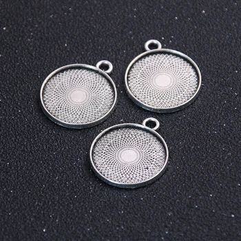 

6pcs Antique Silver Metal Zinc Alloy Fit 22mm dia Round Pendant Cabochon Setting Jewelry Pendant Blanks Cabochon Base 7D1247