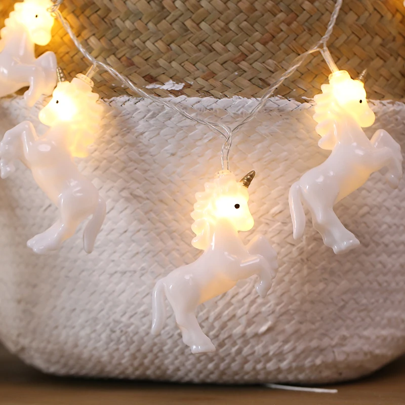 50Led Фея Белый Розовый Единорог батарея штепсельная гирлянда 5 м LED украшение для