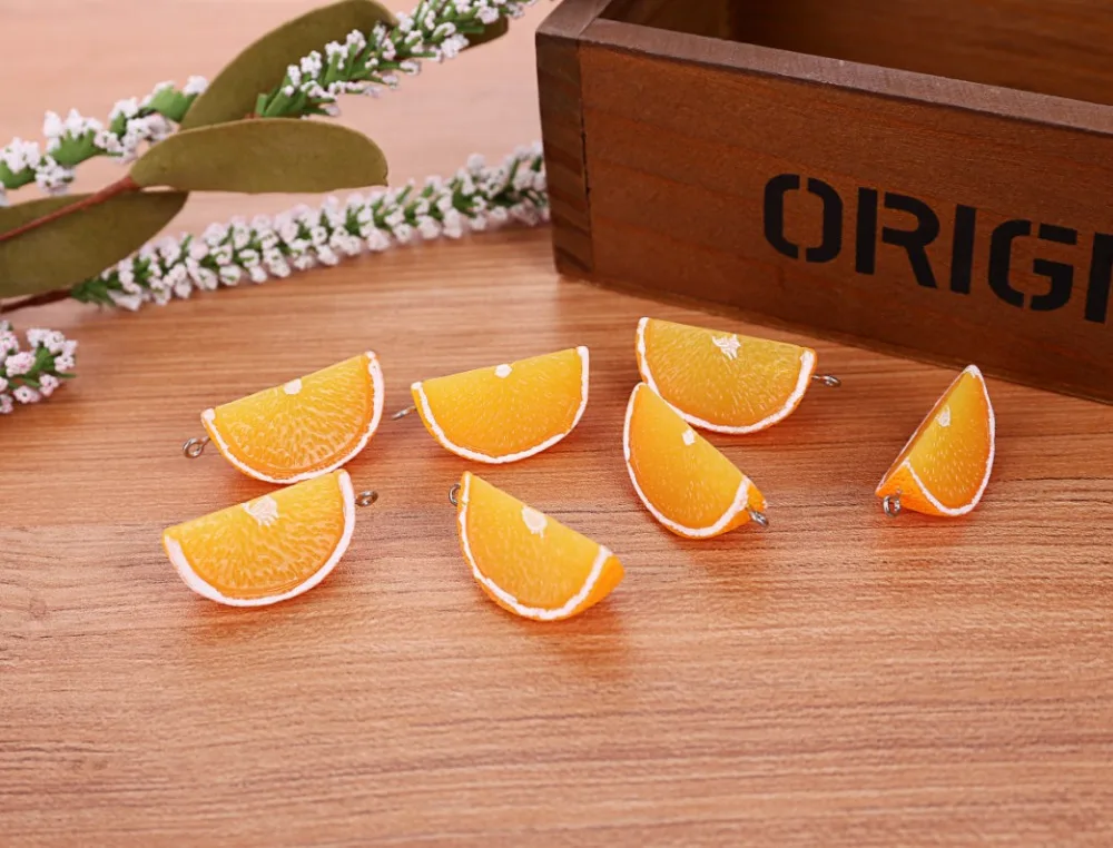 

Free Shipping Resin simulation orange slices accessories DIY creative lovely fruit pendant resin DIY three-dimensional