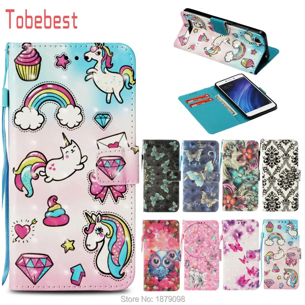 

Leather Wallet Case For For Xiaomi Redmi 4A 4X Note 4 Note 4X 3D Patterned Unicorn Butterfly Dreamcatche Owl Magnetic Flip Cover