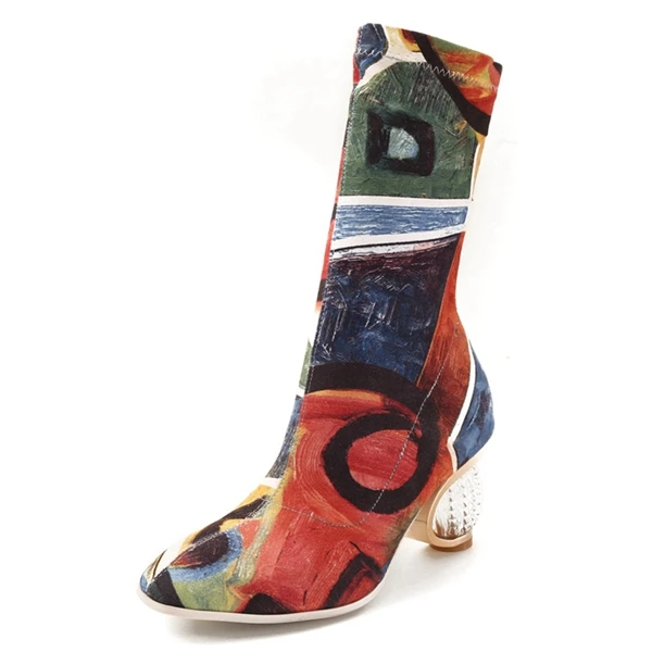 ORCHA LISA/женские осенне-зимние сапоги до бедра женские ботфорты на высоком каблуке Женская обувь, большие размеры 43, B749 - Цвет: Mixed Colors Short