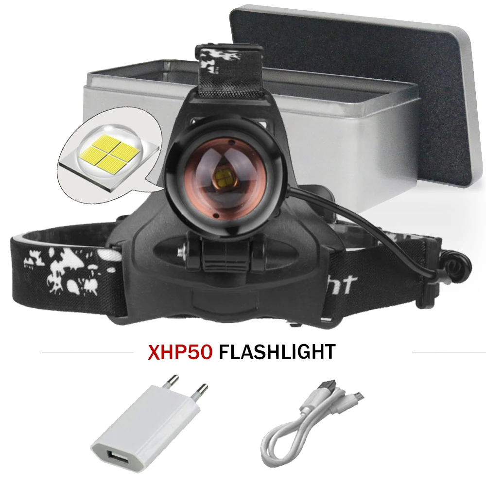 

Power Bank High power head lamp head torch led headlight telescopic headlamp cree xhp50 usb 18650 waterproof camping lanterna