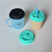 Силиконовые крышки с соломенным отверстием для чашка, которая всегда под рукой, перерабатываемая Герметичная крышка 8,5 см диаметр крышки для керамическая чашка Пылезащитная крышка чашки